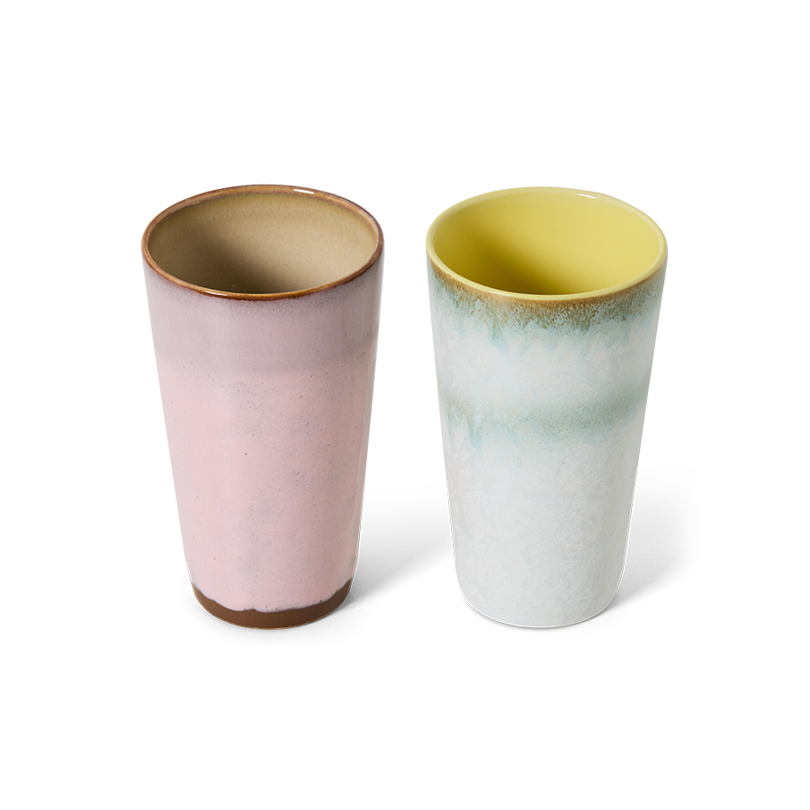 HKliving 70's Ceramics Fresco Latte Mugs (Set of 2)