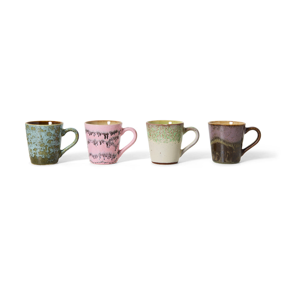 HKliving 70's Ceramics Brutalism Espresso Mugs (Set of 4)