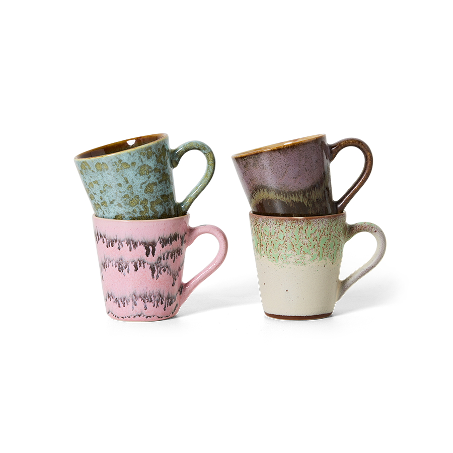 HKliving 70's Ceramics Brutalism Espresso Mugs (Set of 4)