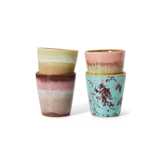 HKliving 70's Ceramics Futurism Ristretto Mugs (Set of 4)