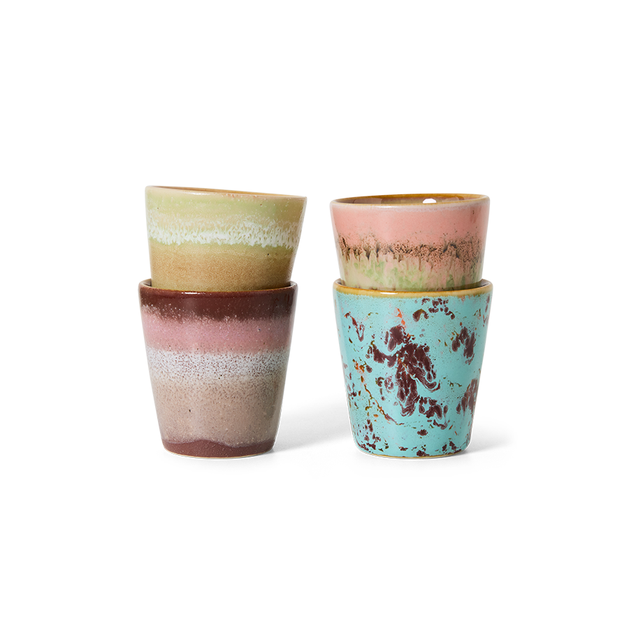 HKliving 70's Ceramics Futurism Ristretto Mugs (Set of 4)