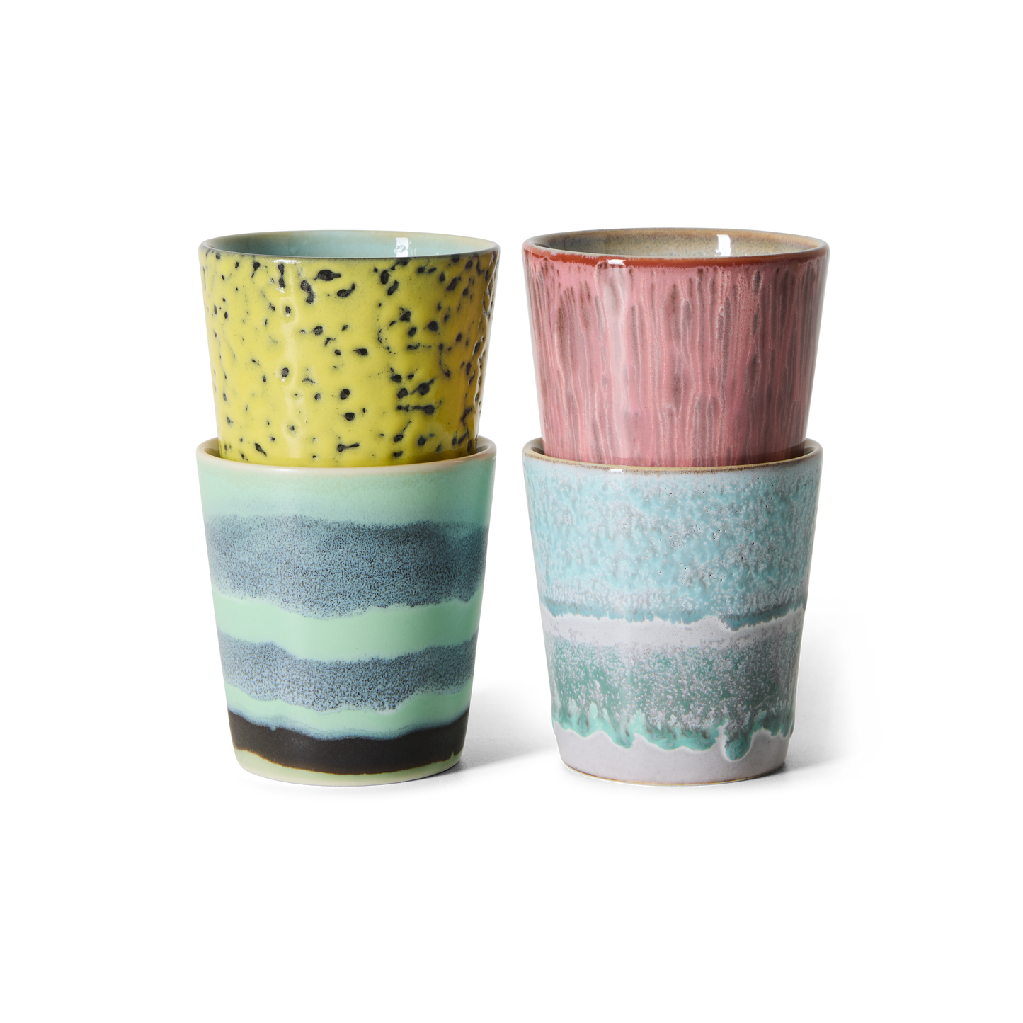 HKliving 70's Ceramics Artistic Coffee Mugs (Set of 4)