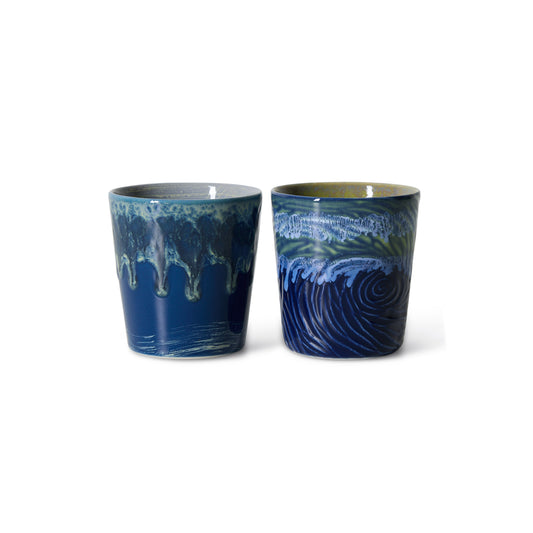 HKliving 70's Ceramics Van Gogh Starry Night Coffee Mugs (Set of 2)