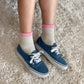 Le Bon Shoppe Grey Pink Colour Block Girlfriend Socks