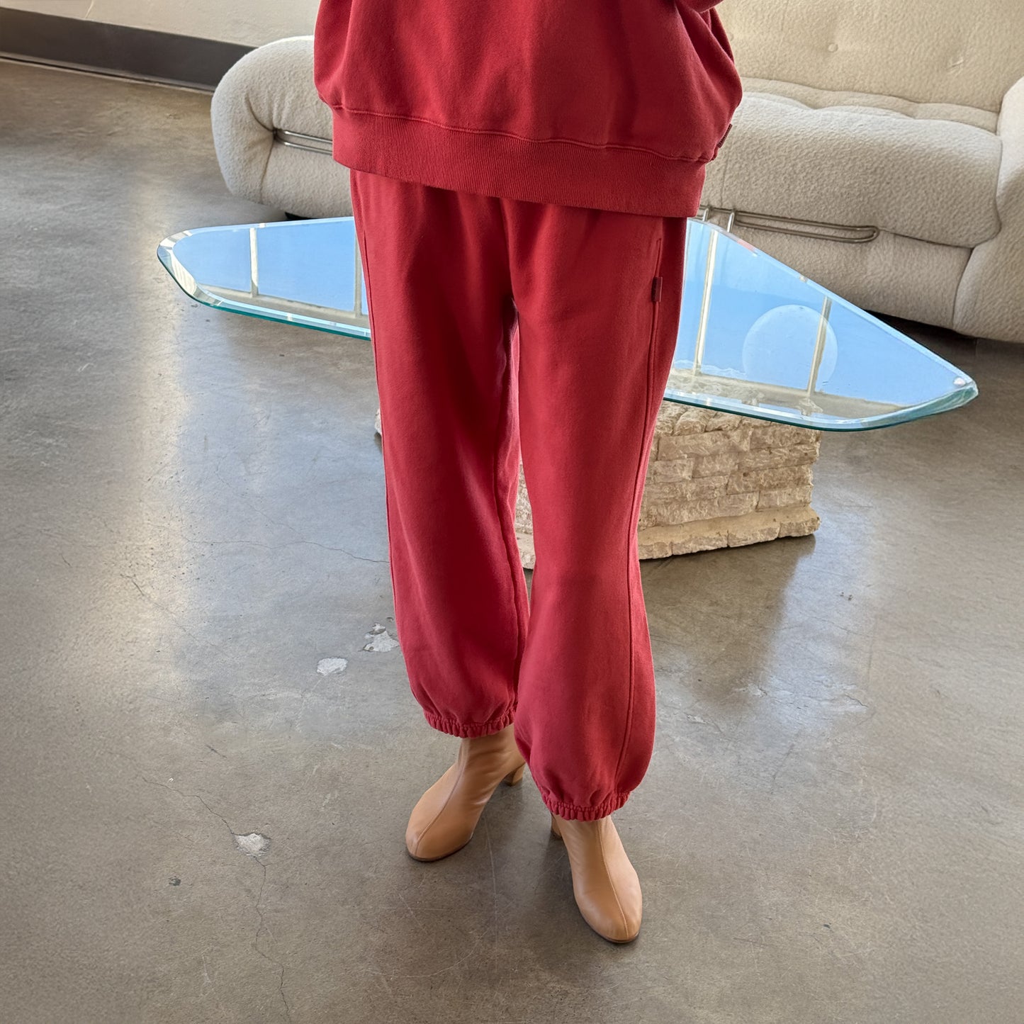 Le Bon Shoppe Coral Red French Terry Balloon Pants