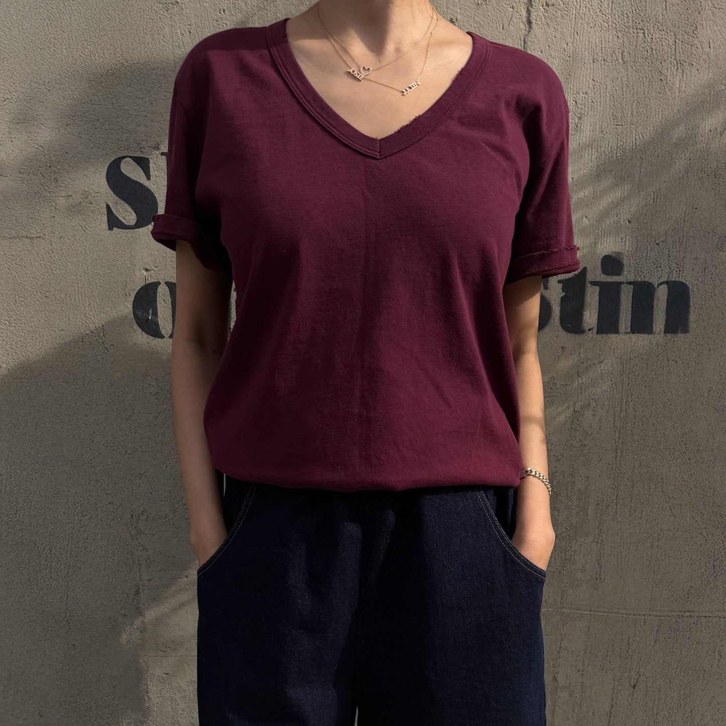 Le Bon Shoppe Maroon Organic Cotton La Vie Tee