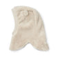 Child's cream balaclava viewed from the side on a white background