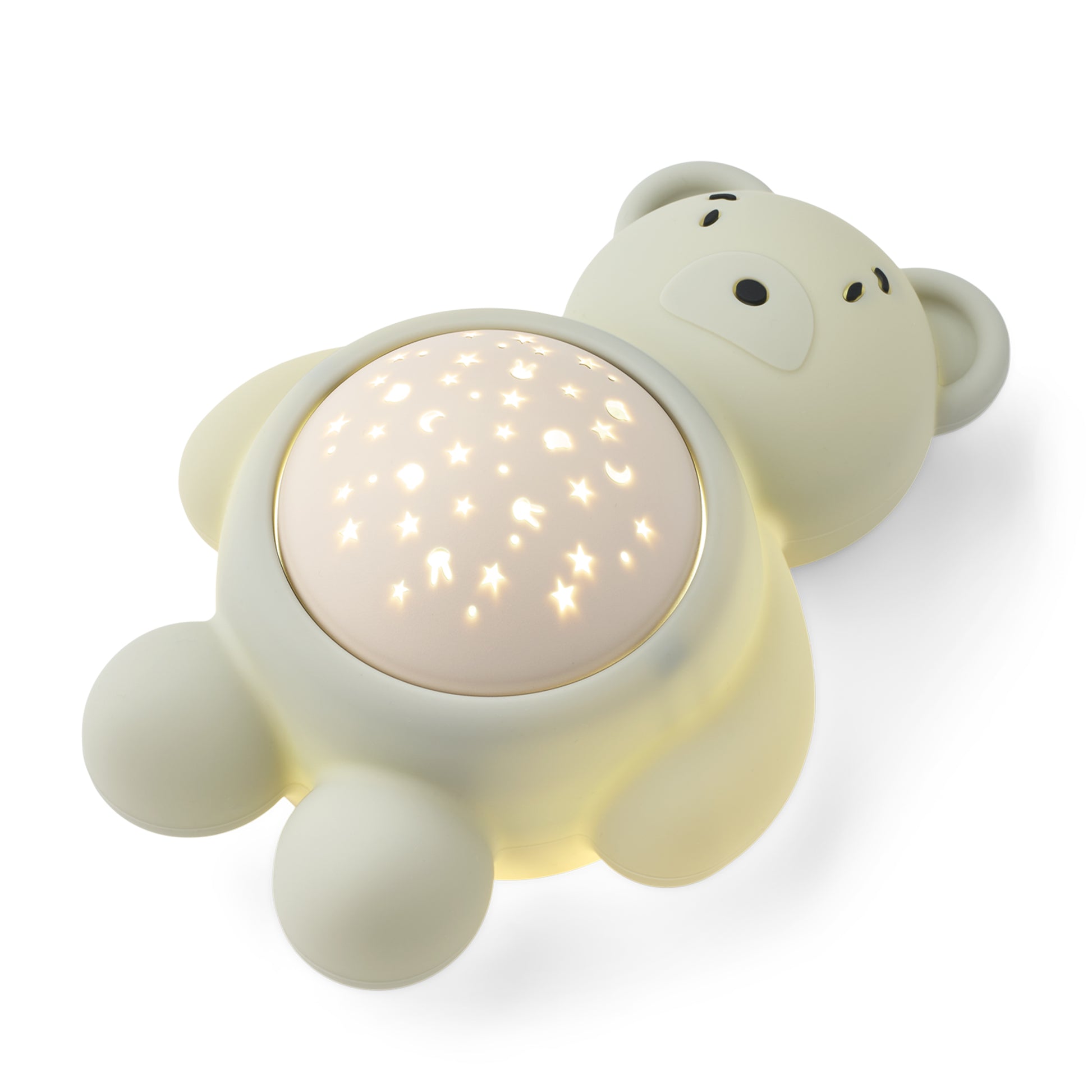 Cute bear-shaped night light on a white background