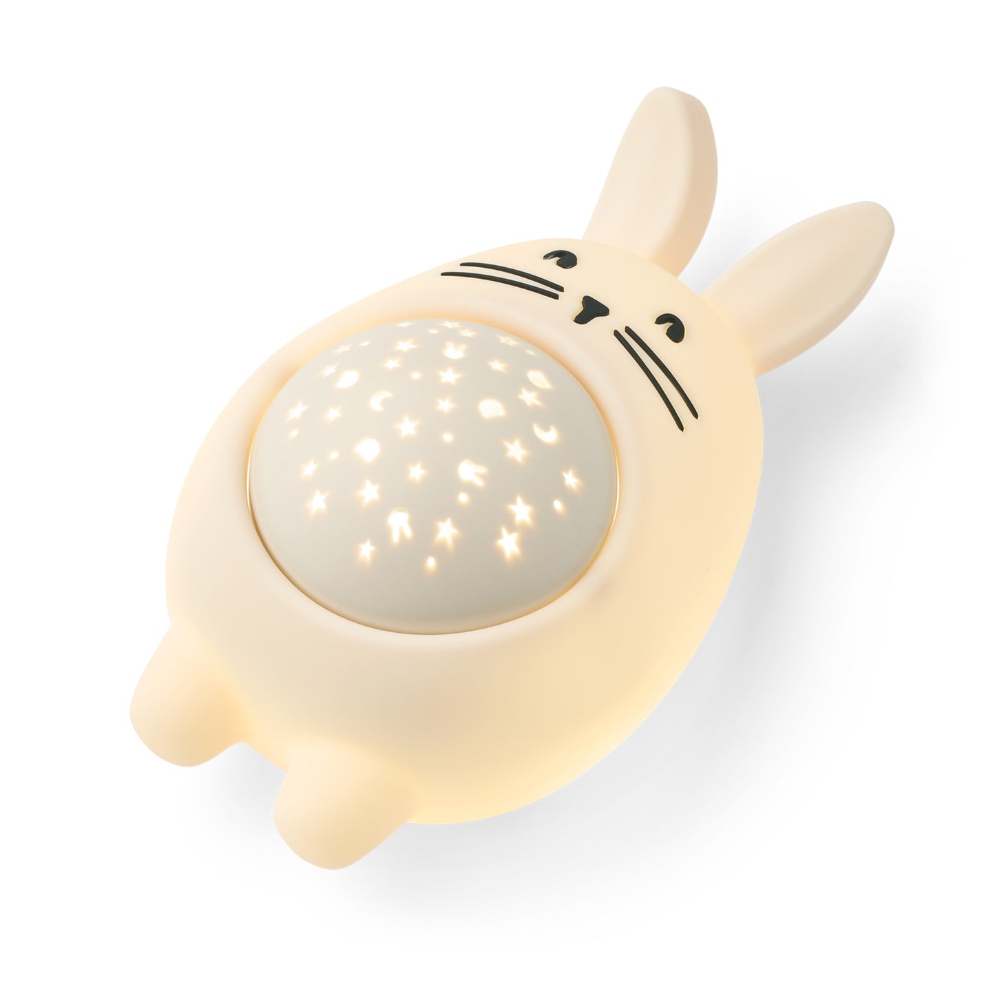 Cute rabbit-shaped night light on a white background