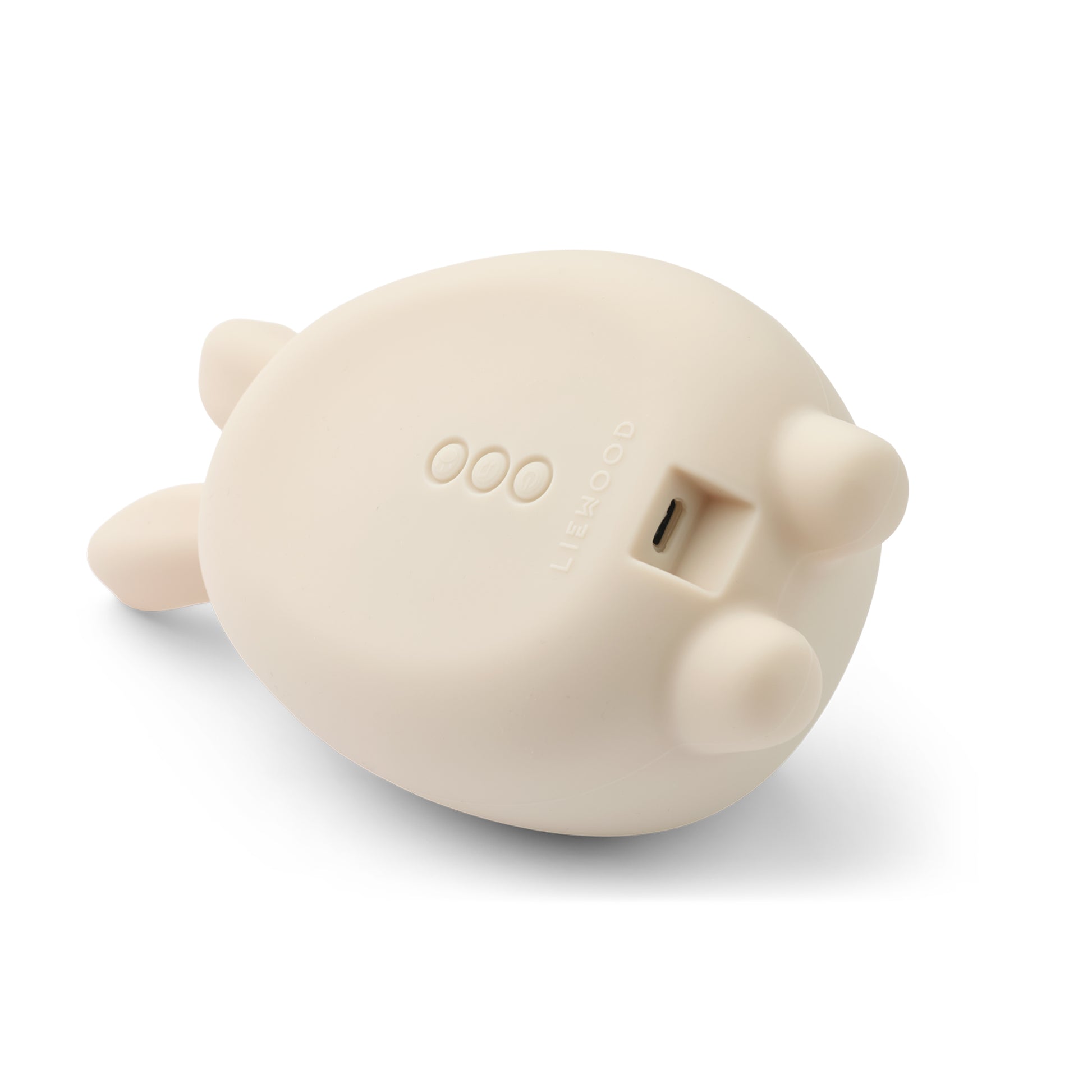 Back of a beige rabbit nightlight on a white background