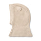 Beige knitted balaclava on a white background