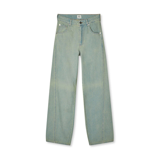 Light blue jeans on a white background