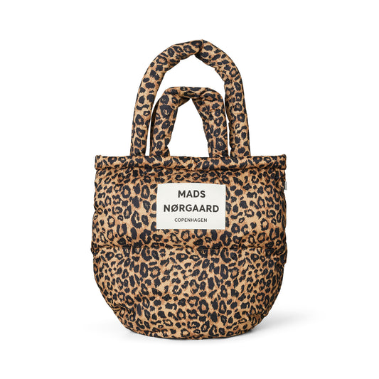 Leopard print tote bag with Mads Närgaard label on a white background