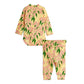 Floral baby set with long-sleeve body and pants on a white background, viewed from the back