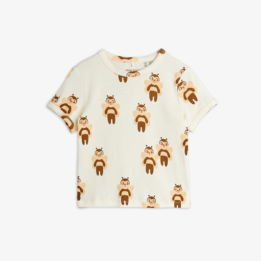 Children's t-shirt with bee pattern on a white background
