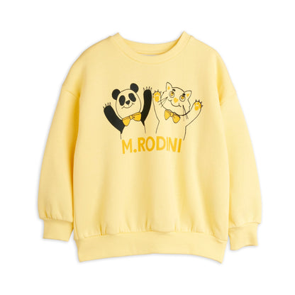 Yellow sweatshirt with cartoon pandas and 'M. Rodini' branding on a white background