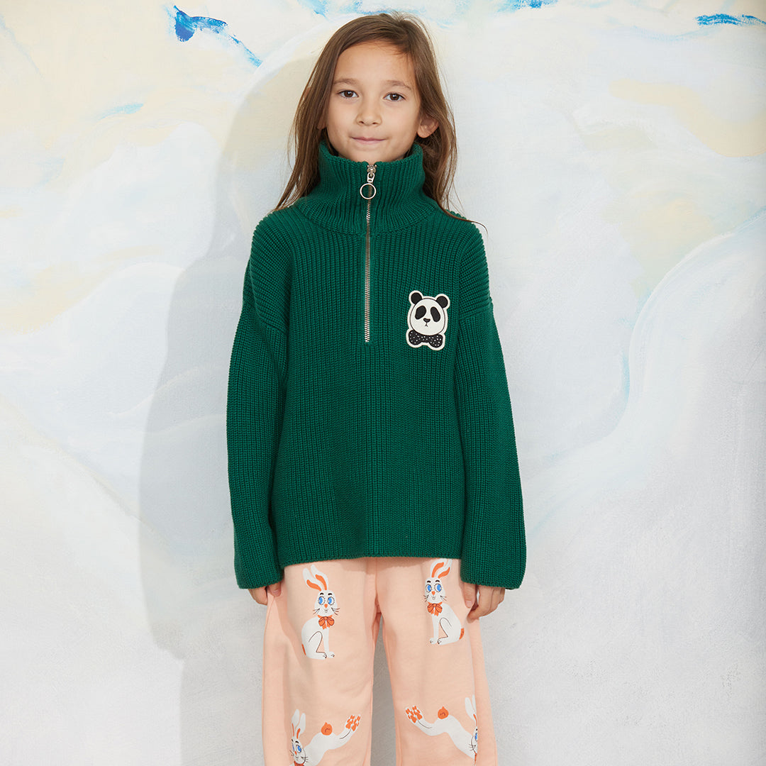 Mini Rodini Rabbits Pink Cuffed Sweatpants