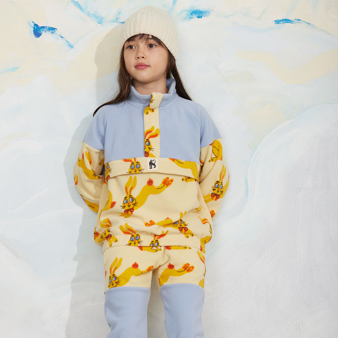Mini Rodini Rabbits Fleece Half Zip Sweater