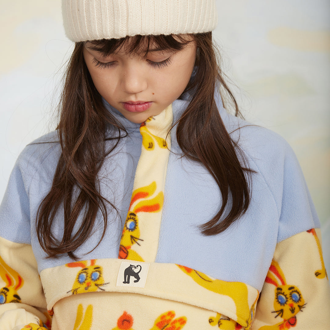 Mini Rodini Rabbits Fleece Half Zip Sweater