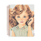 Notebook with a vintage-style illustration of a girl on the cover