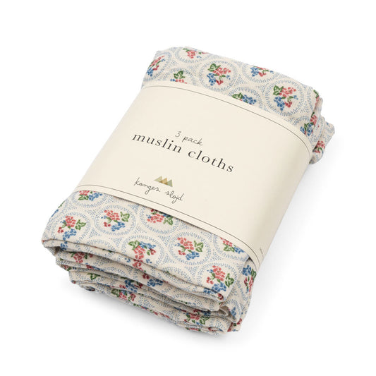Konges Sløjd Verona Blues 3 Pack Muslin Cloth GOTS