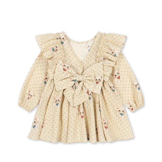 Konges Sløjd Diao Dot Mist Elin Bow Dress GOTS