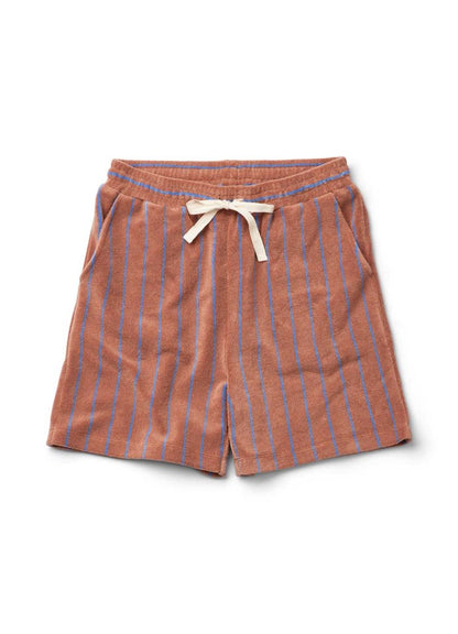 Bongusta Naram Shorts, Camel & Ultramarine Blue Stripe