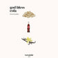 Advertisement for 'god bless cola' perfume extract by Versatile Paris, featuring a bottle of Coca-Cola, popcorn, and vanilla beans on a white background.