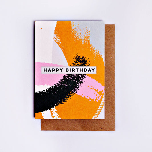 The Completist - Pink Mustard Swirl Birthday Card