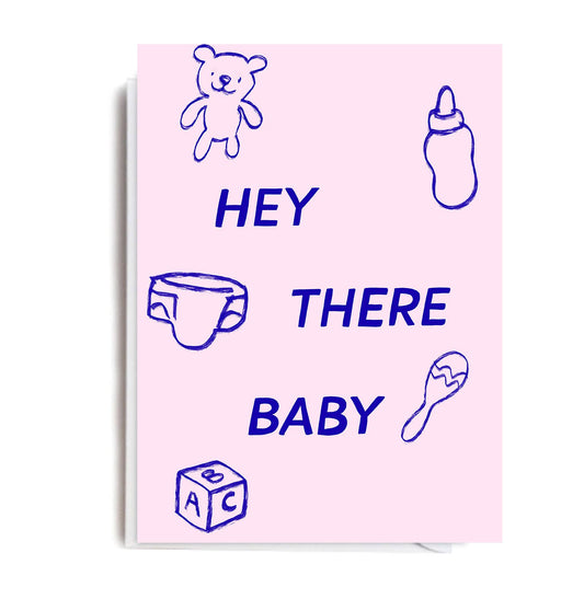 Hey There Baby Greeting Card Pink
