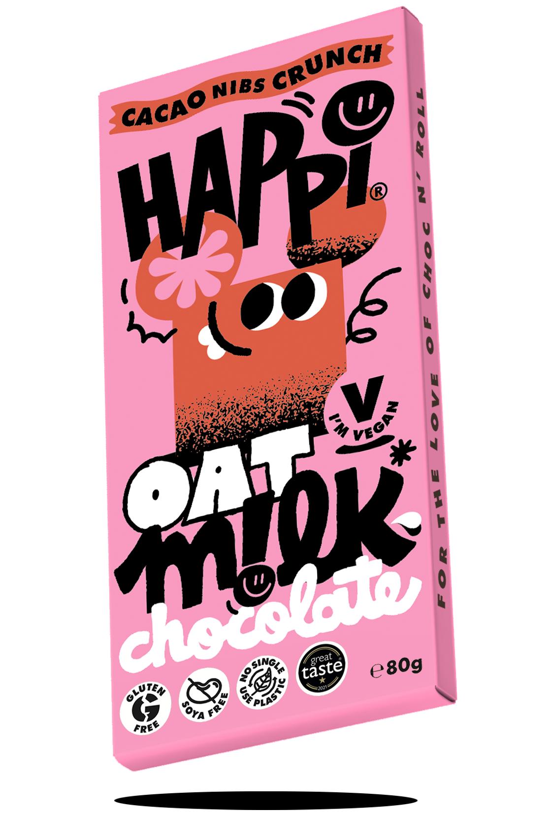 HAPPi Oat M!lk Chocolate Cacoa Nibs Crunch Bar