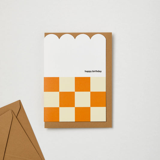 Kinshipped - Scallop 'Happy Birthday' Checkerboard Greeting Card