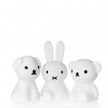 Three First Light Lamps placed next to each other, shaped like a puppy, rabbit and teddy bear respectively. The lamps are sitting against a white background.