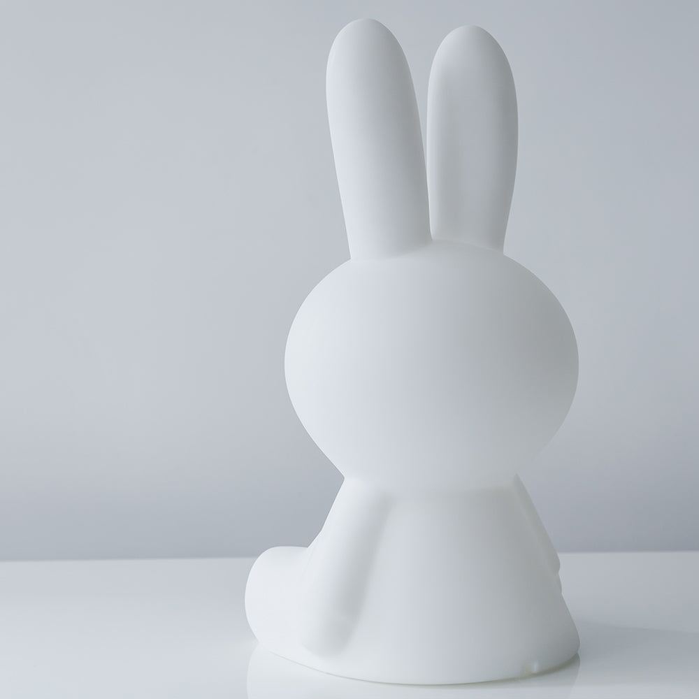 Rear view of Mr Maria Miffy XL Lamp, 80 cm tall, iconic statement piece with six brightness settings, inspired by Dick Bruna's classic illustrations.