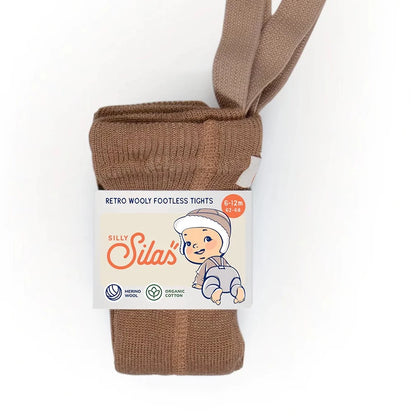 Silly Silas Cappuccino Woolly Footless Tights with Braces