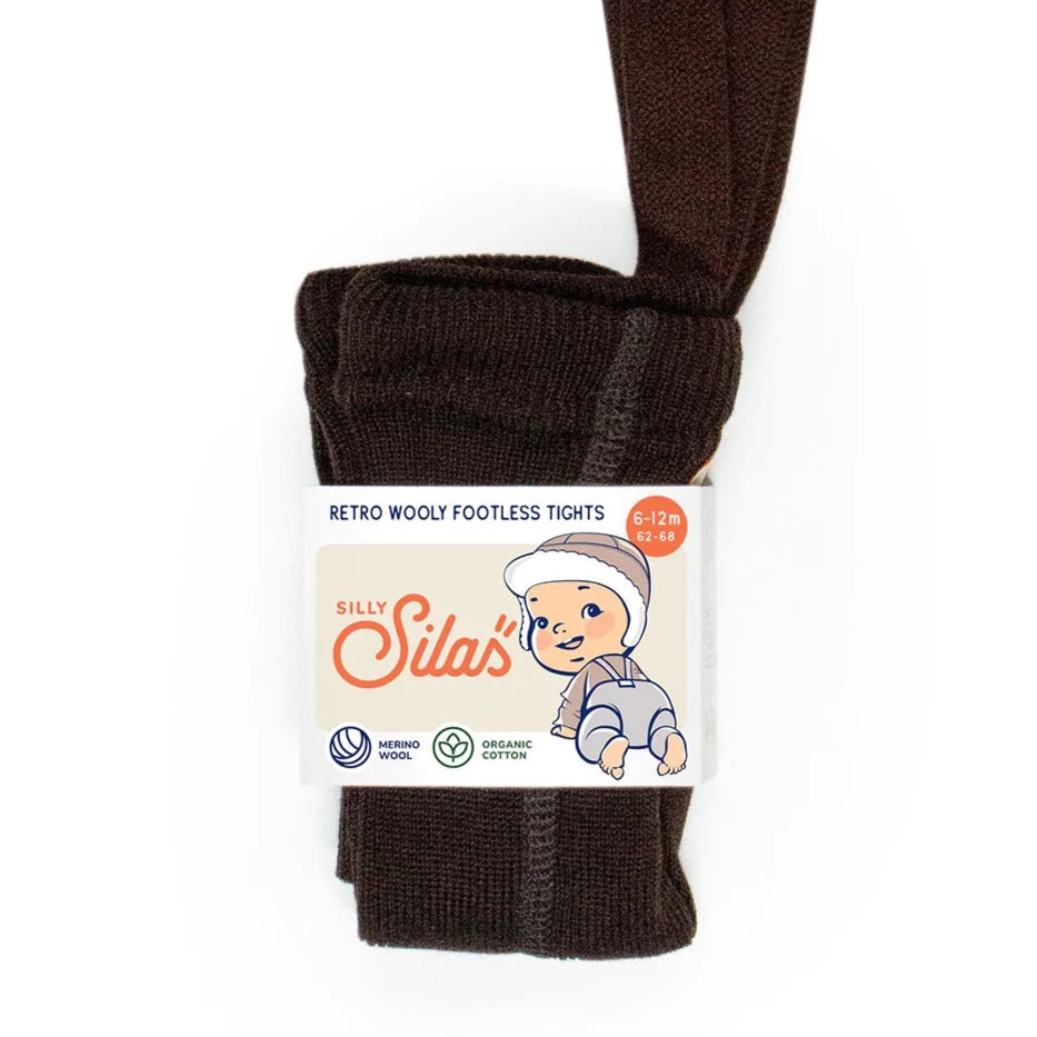 Silly Silas Espresso Woolly Footless Tights with Braces