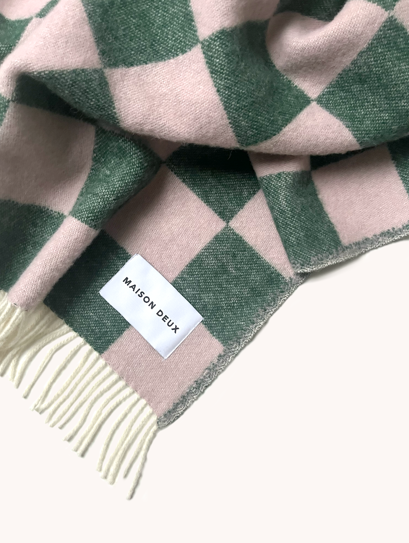 Maison Deux - Checkerboard Blanket Green and Pink