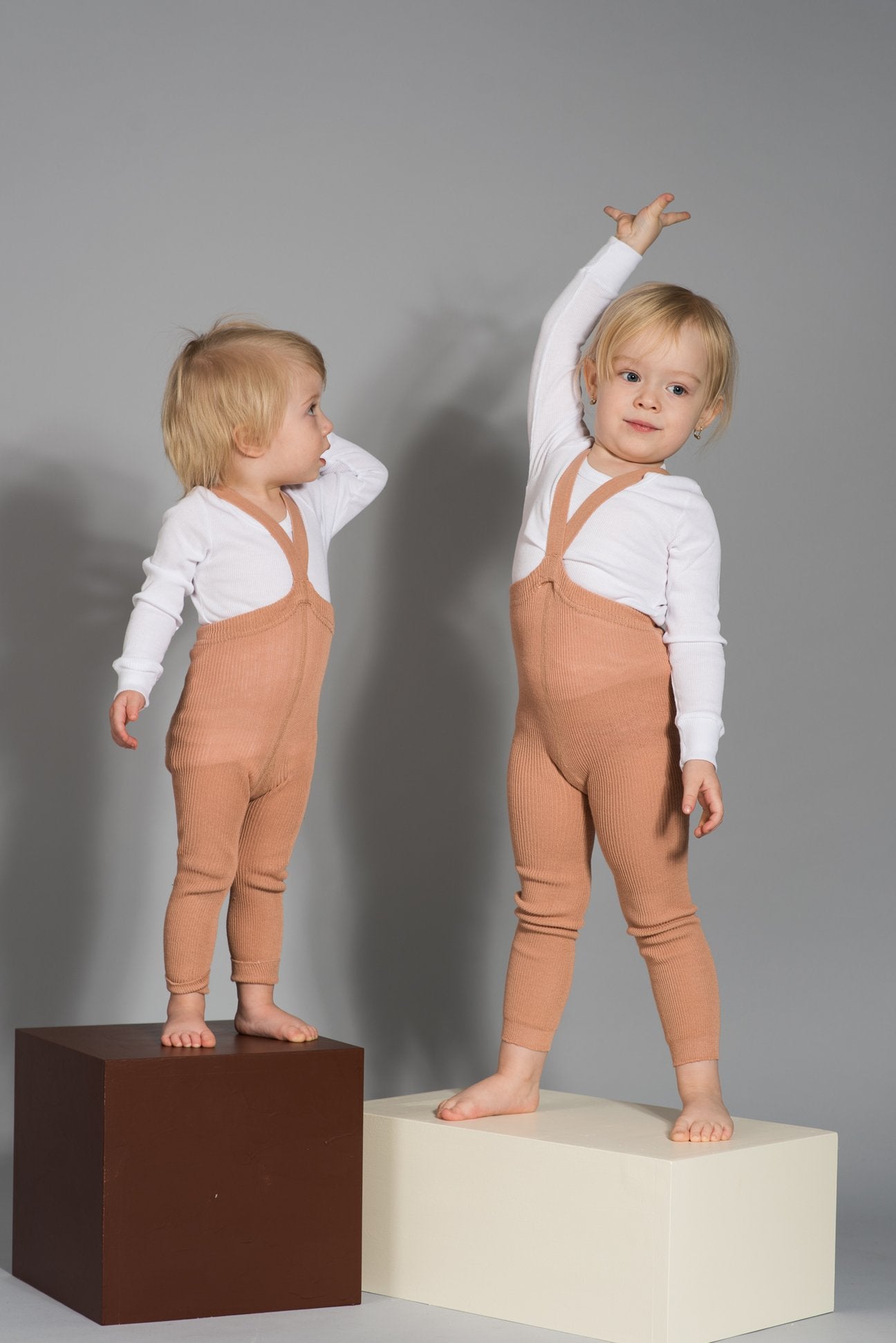 Silly Silas Light Brown / Salmon Pink Footless Tights with Braces