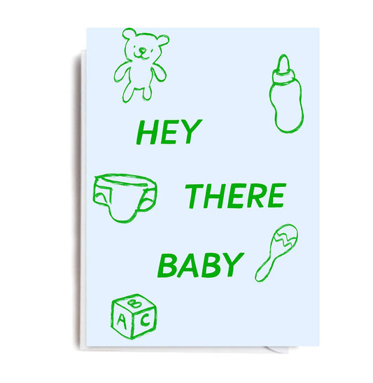 Hey There Baby Greeting Card Green